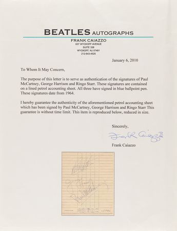 Lot #9012 Beatles Signatures - McCartney, Harrison, and Starr - Image 4