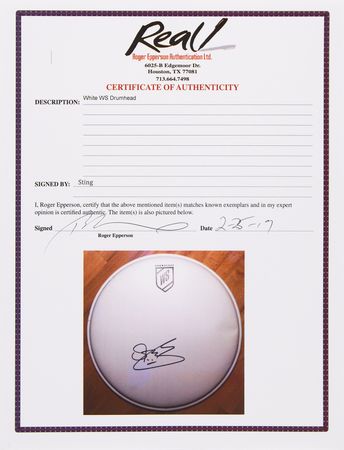 Lot #9430 Sting Signed Drum Head - Image 2