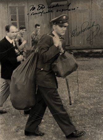 Lot #9299 Elvis Presley Signed Photograph as U.S. Army Serviceman, Presented to 