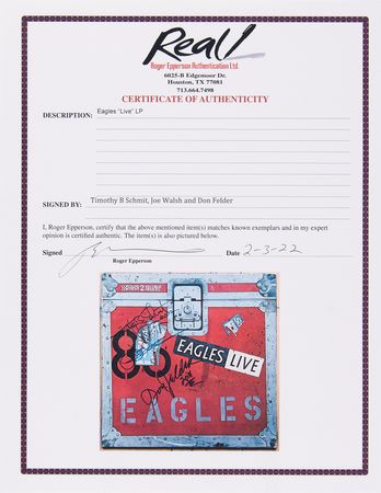 Lot #9372 The Eagles Signed Album - Live - Image 2