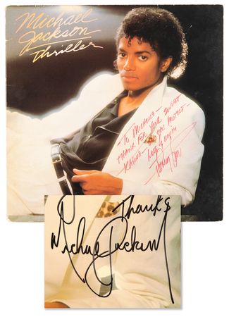Lot #9434 Michael Jackson and Quincy Jones Signed Album - Thriller (Rare Promotional Copy) - Image 1