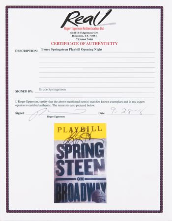 Lot #9390 Bruce Springsteen Signed 'Opening Night' Playbill - Springsteen on Broadway - Image 2