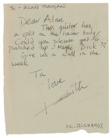 Lot #9255 Keith Richards Autograph Letter Signed