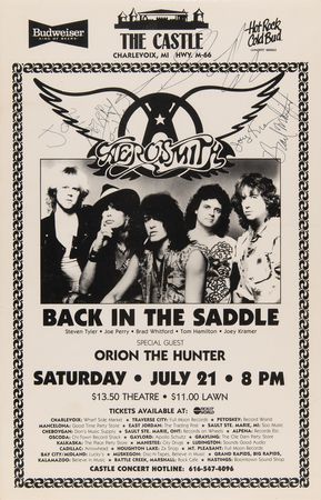 Lot #9356 Aerosmith Signed 1984 'Back in the Saddle' Concert Poster - Image 1