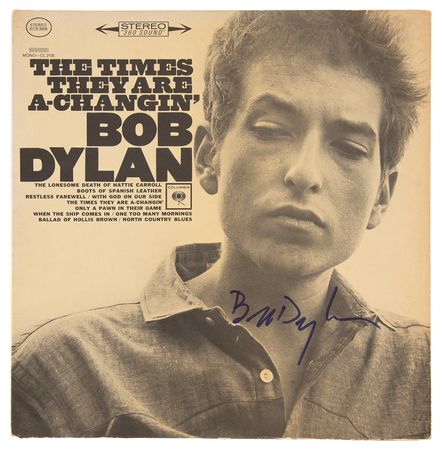 Lot #9130 Bob Dylan Signed Album - The Times They