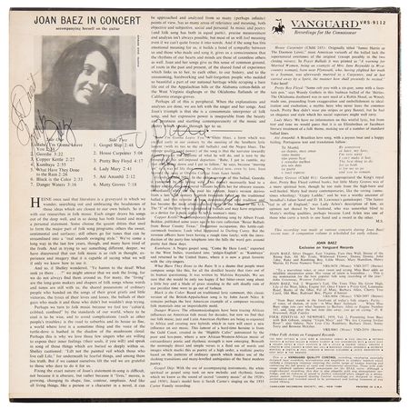 Lot #9131 Bob Dylan and Joan Baez Signed Album - Joan Baez In Concert - Image 1