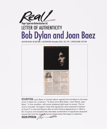 Lot #9131 Bob Dylan and Joan Baez Signed Album - Joan Baez In Concert - Image 5