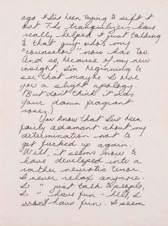 Lot #9312 Janis Joplin Autograph Letter Signed, Commenting on Fear of Addiction: 