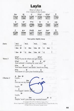 Lot #9364 Eric Clapton Signed Sheet Music Page - 'Layla' - Image 1