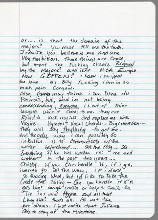 Lot #9493 Courtney Love Autograph Letter Signed on Kurt Cobain, Nevermind, Corruption in the Music Industry, and Hole's Second Album: 