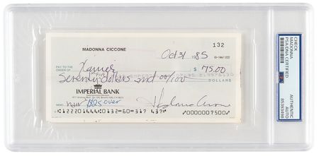 Lot #9488 Madonna Signed Check