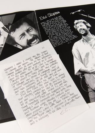 Lot #9409 Eric Clapton Handwritten Statement for the 'Clapton Collins Phillinganes East 86’ Tour Program - Image 1