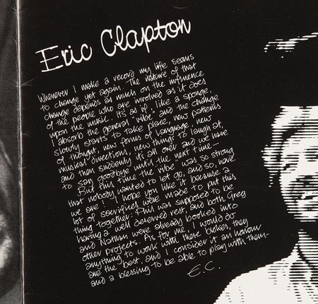 Lot #9409 Eric Clapton Handwritten Statement for the 'Clapton Collins Phillinganes East 86’ Tour Program - Image 5