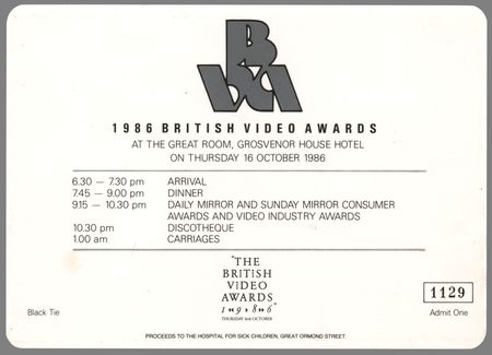 Lot #9056 Paul and Linda McCartney Signed 1986 British Video Awards Ticket - Image 2
