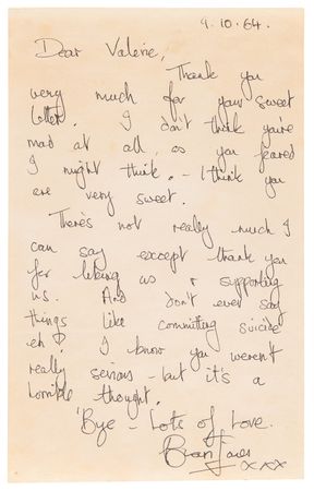 Lot #9242 Brian Jones Autograph Letter Signed to a Troubled Young Fan - Image 1