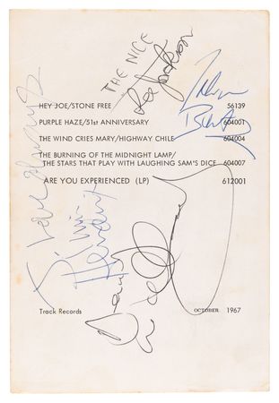 Lot #9226 Jimi Hendrix Signed Track Records Promotional Card - 