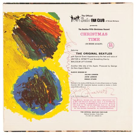 Lot #9039 John Lennon and George Harrison Signed 'Christmas Time (Is Here Again)' 7-Inch Single Record - Obtained at the Magical Mystery Tour Private Movie Screening (December 1967) - Image 2