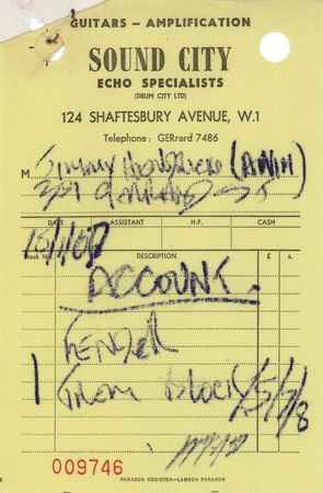Lot #9233 Jimi Hendrix Original Sound City Invoice for a 