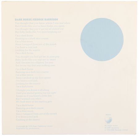 Lot #9060 George Harrison Original Test Pressing for the Unreleased Single 'Dark Horse / I Don’t Care Anymore' - Image 3