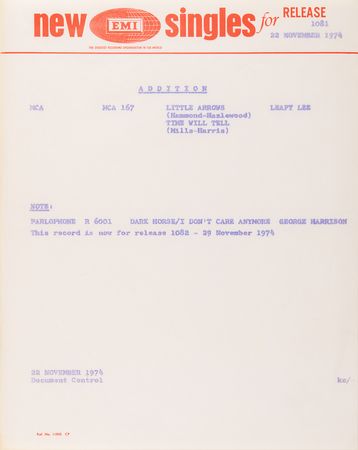 Lot #9060 George Harrison Original Test Pressing for the Unreleased Single 'Dark Horse / I Don’t Care Anymore' - Image 5