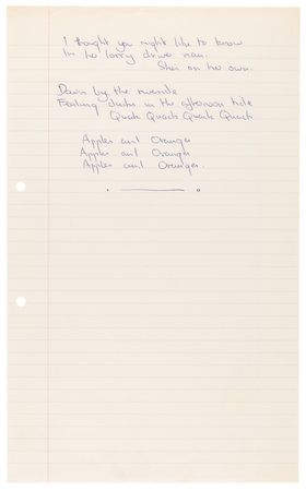 Lot #9282 Syd Barrett Handwritten Lyrics for the Pink Floyd Song ?Apples and Oranges? - From the Collection of Manager Peter Jenner - Image 3