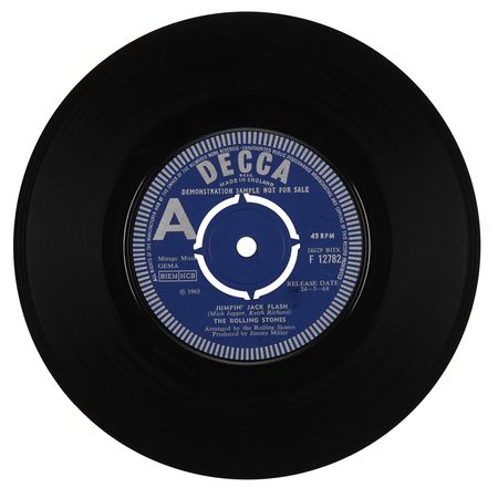Lot #9257 Rolling Stones 45 RPM Demonstration Single Record for 'Jumpin’ Jack Flash' - Image 1