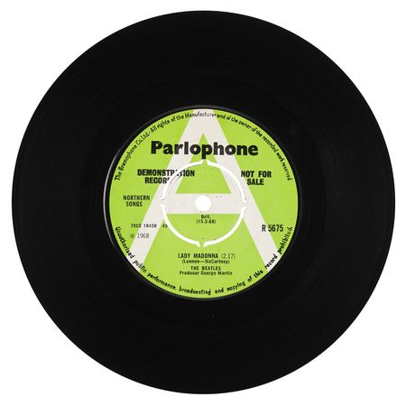 Lot #9031 Beatles Rare 45 RPM Demonstration Single Record for 'Lady Madonna' - Image 1