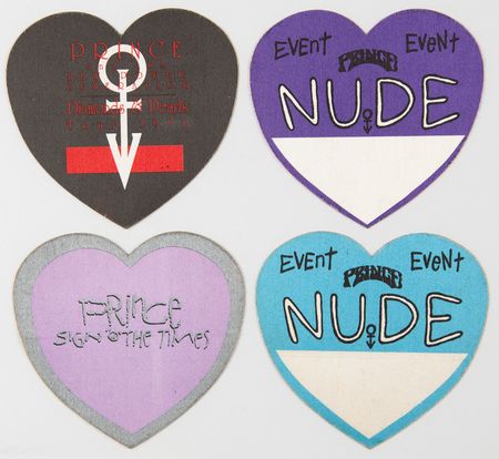 Lot #9462 Prince (4) Heart-Shaped Backstage Passes