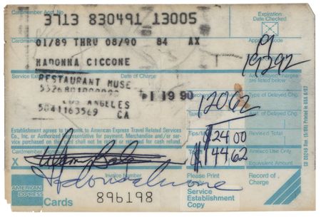 Lot #9494 Madonna and Warren Beatty Signed Receipt