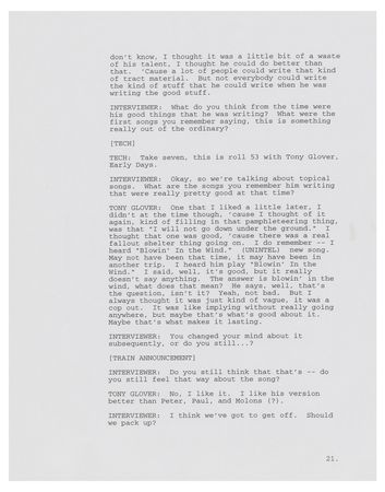 Lot #9211 Bob Dylan: Tony Glover Interview Transcript and Promo Materials for 'No Direction Home' - Image 5