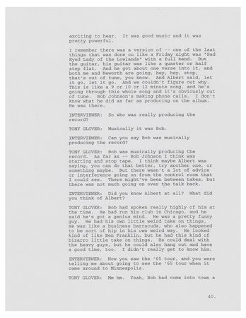 Lot #9211 Bob Dylan: Tony Glover Interview Transcript and Promo Materials for 'No Direction Home' - Image 6