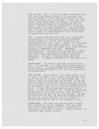 Lot #9211 Bob Dylan: Tony Glover Interview Transcript and Promo Materials for 'No Direction Home' - Image 7