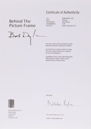 Lot #9137 Bob Dylan Oversized Signed Photograph (Ltd. Ed. #IV/IV) - Princeton, NJ, 1964 - Image 4