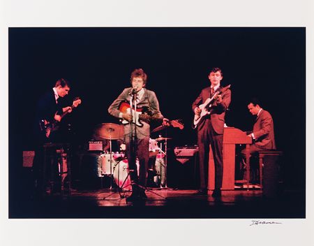 Lot #9139 Bob Dylan and The Band Oversized Photograph Signed by Daniel Kramer, Carnegie Hall 1965 - Image 1