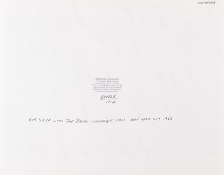 Lot #9139 Bob Dylan and The Band Oversized Photograph Signed by Daniel Kramer, Carnegie Hall 1965 - Image 2