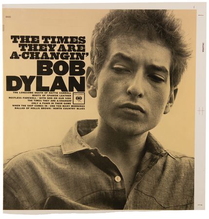 Lot #9164 Bob Dylan Album Cover Test Print Proof by Barry Feinstein - The Times They Are a-Changin' - Image 1