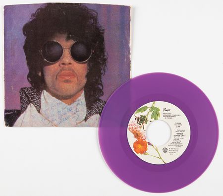 Lot #9444 Prince's 'When Doves Cry' 45 RPM Record Single with Prince's Handwritten Instructions to Include the Song on Purple Rain - Image 1