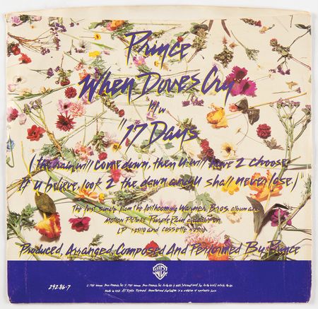 Lot #9444 Prince's 'When Doves Cry' 45 RPM Record Single with Prince's Handwritten Instructions to Include the Song on Purple Rain - Image 4