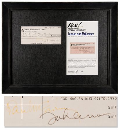 Lot #9036 John Lennon and Paul McCartney Signed Maclen (Music) Ltd. Check (1975) - Image 1