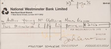 Lot #9036 John Lennon and Paul McCartney Signed Maclen (Music) Ltd. Check (1975) - Image 3