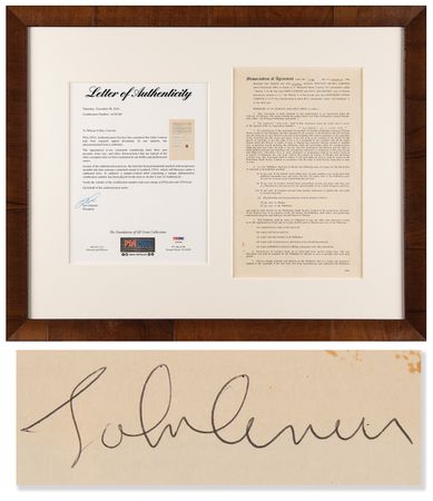 Lot #9040 John Lennon and Neil Aspinall Signed Copyright Agreement for the Beatles Song 'Happiness Is A Warm Gun' - Image 1