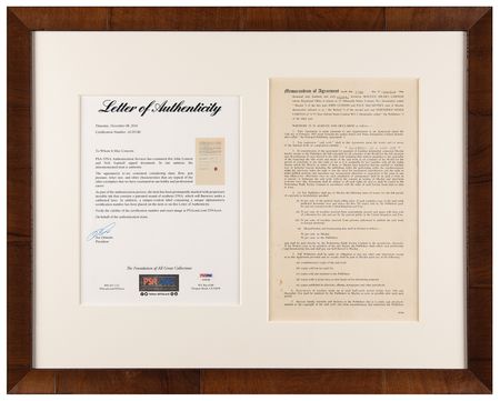 Lot #9040 John Lennon and Neil Aspinall Signed Copyright Agreement for the Beatles Song 'Happiness Is A Warm Gun' - Image 2