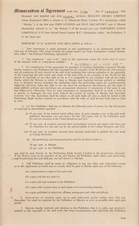 Lot #9040 John Lennon and Neil Aspinall Signed Copyright Agreement for the Beatles Song 'Happiness Is A Warm Gun' - Image 5
