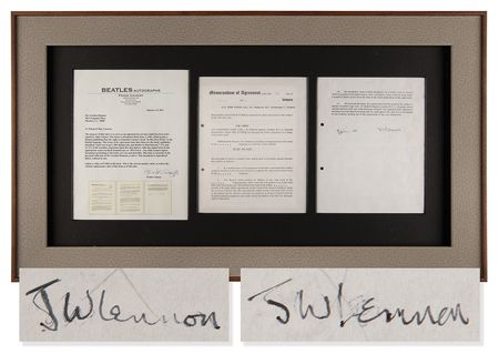 Lot #9044 John Lennon Twice-Signed Document for the Publication of His First Book, In His Own Write - Image 1