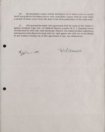 Lot #9044 John Lennon Twice-Signed Document for the Publication of His First Book, In His Own Write - Image 4