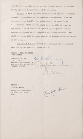 Lot #9037 John Lennon and Paul McCartney Signed Contract for the Promotion of Maclen Music Limited (1975) - Image 5