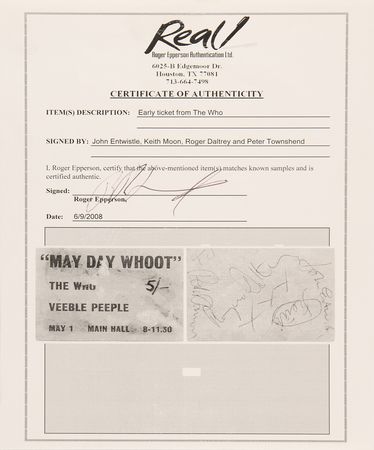 Lot #9268 The Who Early Signed 'May Day Whoot' Ticket - Image 5