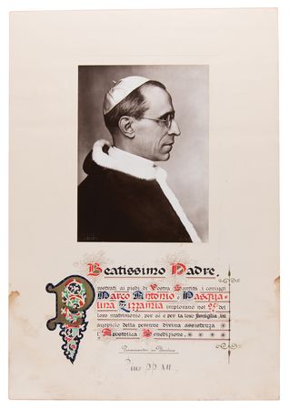 Lot #319 Pope Pius XII Signed Apostolic Blessing - Image 1