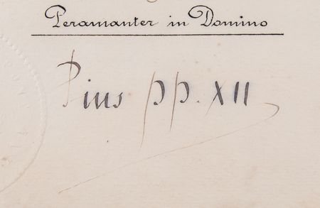 Lot #319 Pope Pius XII Signed Apostolic Blessing - Image 2