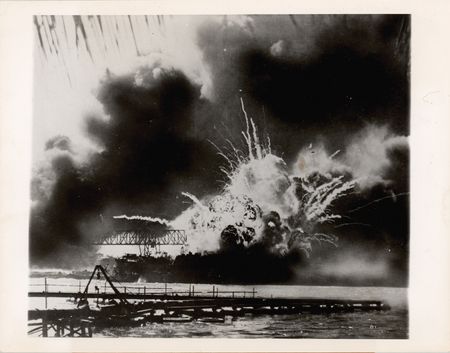 Lot #530 Pearl Harbor: 'USS Shaw Explodes' Original Photograph - Image 1